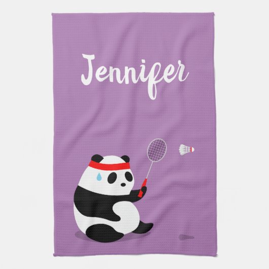 Badminton Panda Getting Sweaty Sports Towel Theedoek (Verticaal)
