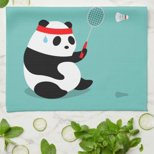 Badminton Panda Getting Sweaty Sports Towel Theedoek (Gevouwen)