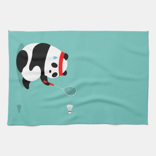 Badminton Panda Getting Sweaty Sports Towel Theedoek (Horizontaal)