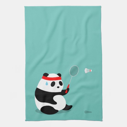 Badminton Panda Getting Sweaty Sports Towel Theedoek (Verticaal)