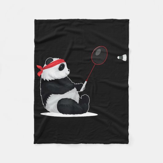 Badminton Panda Grappig Zoete Sport Humor Shuttle Fleece Deken (Voorkant)