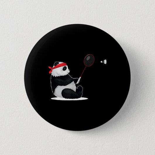 Badminton Panda Grappig Zoete Sport Humor Shuttle Ronde Button 5,7 Cm (Voorkant)