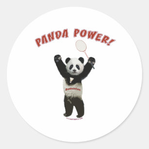 Badminton Panda Power Ronde Sticker
