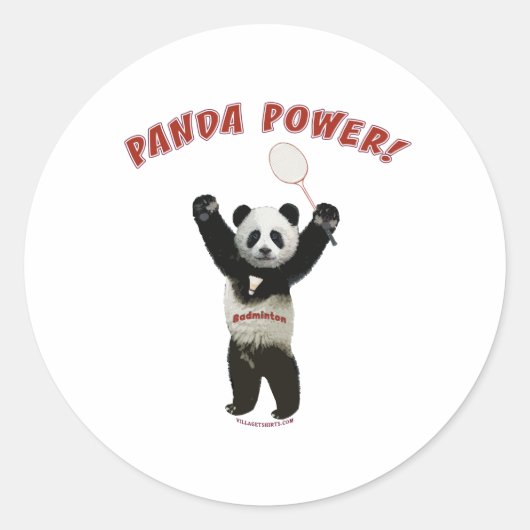 Badminton Panda Power Ronde Sticker (Voorkant)