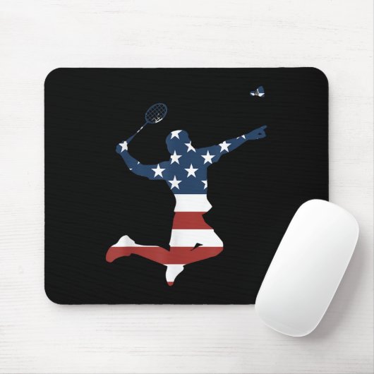 Badminton Player American Flag Apparel Badminton P Muismat (Met muis)