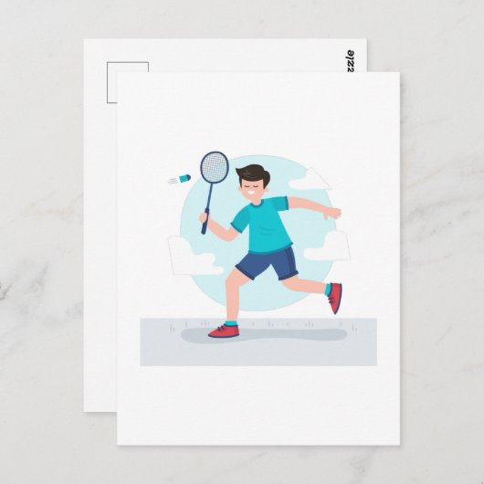 Badminton Player Briefkaart (Voorkant / Achterkant)