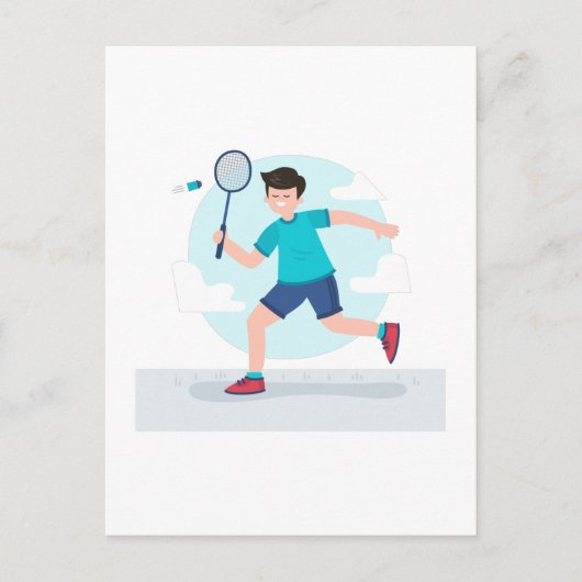 Badminton Player Briefkaart (Voorkant)