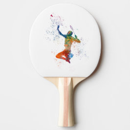 Badminton player in watercolor tafeltennisbatje