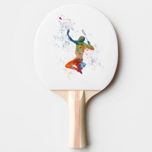 Badminton player in watercolor tafeltennisbatje (Voorkant)