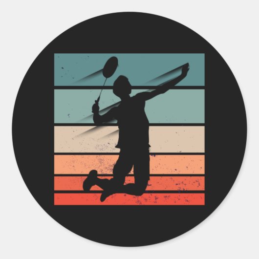Badminton Player Jump Smash Ronde Sticker (Voorkant)