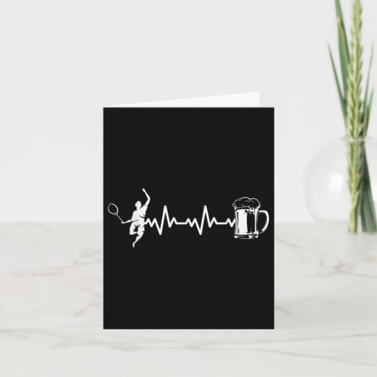 Badminton Player Racket - Heartbeat Ekg Badminton Kaart (Voorkant)
