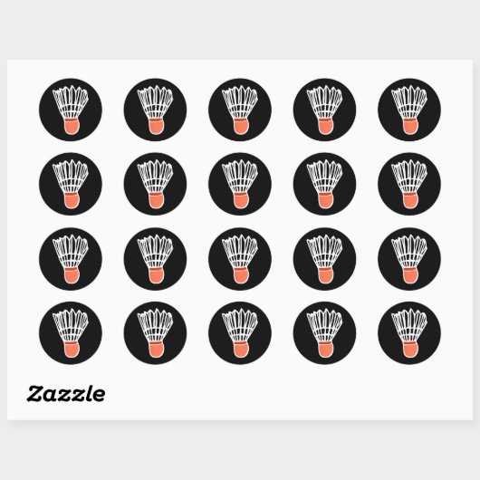 Badminton Player Racket Shuttle Illustration Sport Ronde Sticker (Vel)