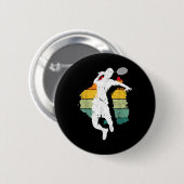 Badminton Player Retro Badminton Team Shuttle Play Ronde Button 5,7 Cm (Voorkant /achterkant)