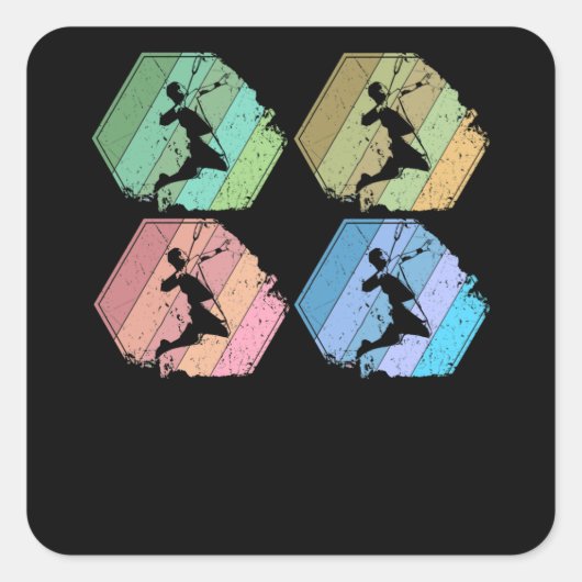 Badminton Player Retro Vierkante Sticker (Voorkant)