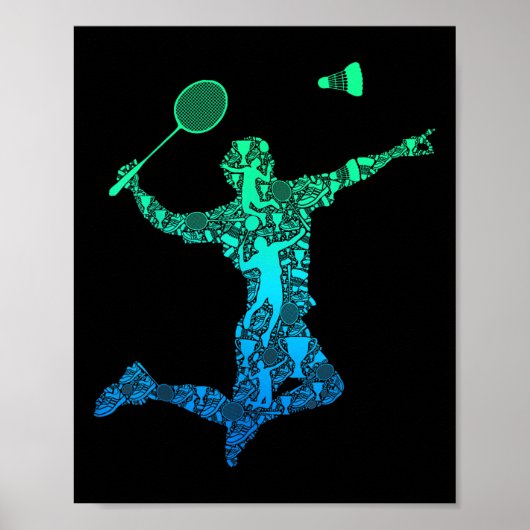 Badminton Player Shuttle Boys Kids Men Youth  Poster (Voorkant)