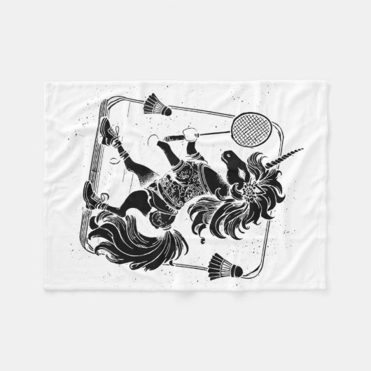 Badminton Player Shuttle Fleece Deken (Voorkant (Horizontaal))