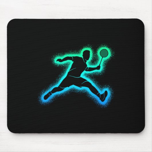 Badminton Player Shuttle Mannen Boys Badminton Kin Muismat (Voorkant)