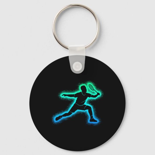Badminton Player Shuttle Mannen Kinder Badminton B Sleutelhanger (Voorkant)