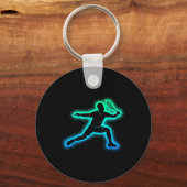 Badminton Player Shuttle Mannen Kinder Badminton B Sleutelhanger (Voorkant)