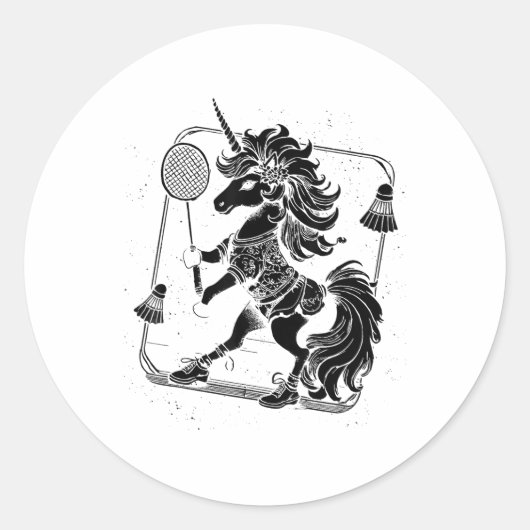 Badminton Player Shuttle Ronde Sticker (Voorkant)