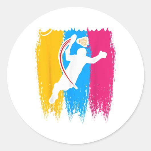 Badminton Player Shuttle Time Smash Rackets Lover Ronde Sticker (Voorkant)