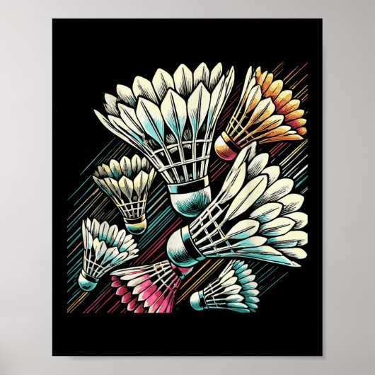 Badminton Player Shuttle Vibrant Design  Poster (Voorkant)