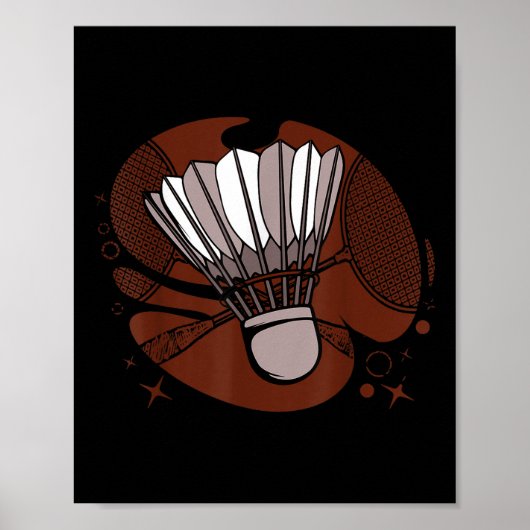 Badminton Player Sportsman Athlete Game Shuttle Lo Poster (Voorkant)