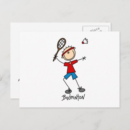 Badminton Player T-shirts en cadeaus Briefkaart (Voorkant / Achterkant)