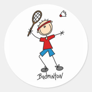 Badminton Player T-shirts en cadeaus Ronde Sticker