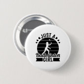 Badminton Player Team - Shuttle Just A Badminton G Ronde Button 5,7 Cm (Voorkant /achterkant)