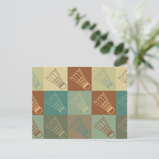 Badminton Pop Art Briefkaart (Staand voorkant)