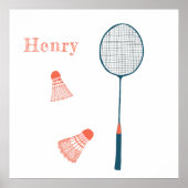 Badminton Print CUSTOM BABY NAAM Kunst (Voorkant)