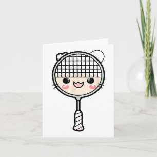 Badminton Racket Cartoon Face Shuttle Player Kaart