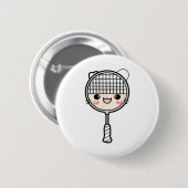 Badminton Racket Cartoon Face Shuttle Player Ronde Button 5,7 Cm (Voorkant /achterkant)
