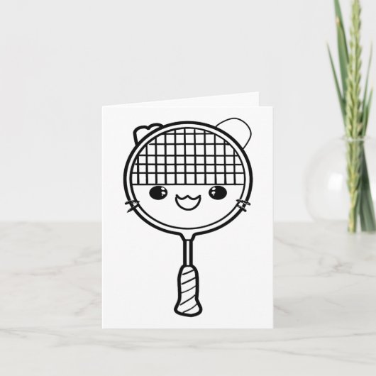 Badminton Racket Cartoon Look Shuttle Game Kaart (Voorkant)