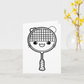 Badminton Racket Cartoon Look Shuttle Game Kaart (Gele Bloem)