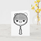 Badminton Racket Cartoon Look Shuttle Game Kaart (Gele Bloem)