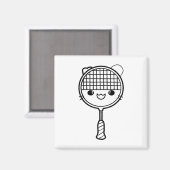 Badminton Racket Cartoon Look Shuttle Game Magneet (Voorkant / Achterkant)