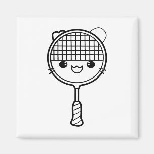 Badminton Racket Cartoon Look Shuttle Game Magneet