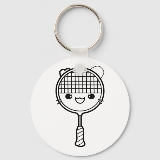 Badminton Racket Cartoon Look Shuttle Game Sleutelhanger (Voorkant)