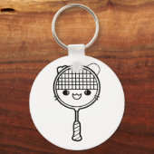 Badminton Racket Cartoon Look Shuttle Game Sleutelhanger (Voorkant)