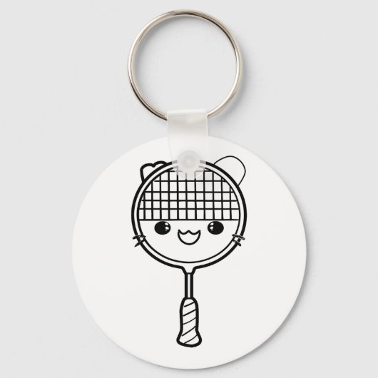 Badminton Racket Cartoon Look Shuttle Game Sleutelhanger (Voorkant)
