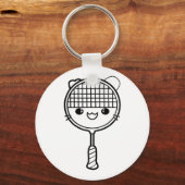 Badminton Racket Cartoon Look Shuttle Game Sleutelhanger (Voorkant)