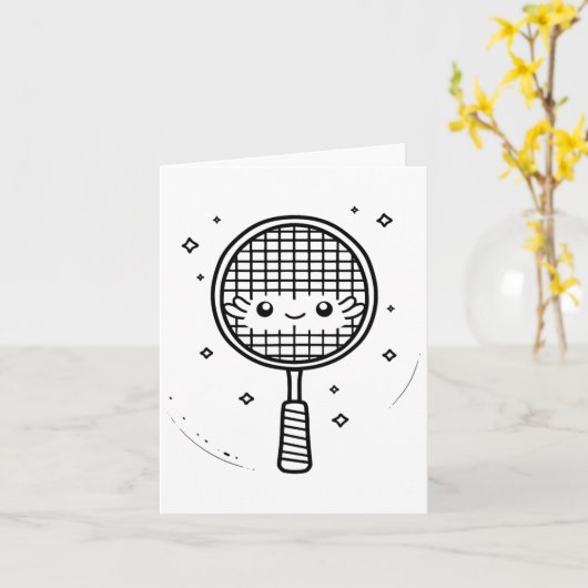 Badminton Racket Comic Shuttle Kaart (Gele Bloem)