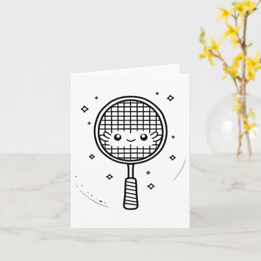 Badminton Racket Comic Shuttle Kaart (Gele Bloem)