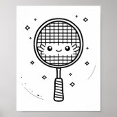 Badminton Racket Comic Shuttle Poster (Voorkant)