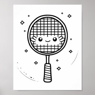 Badminton Racket Comic Shuttle Poster