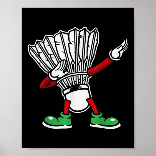 Badminton Racket Dabbing Shuttle Player Badminton Poster (Voorkant)