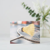 Badminton Racket en Birdie Foto Briefkaart (Staand voorkant)