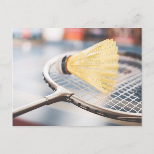Badminton Racket en Birdie Foto Briefkaart (Voorkant)
